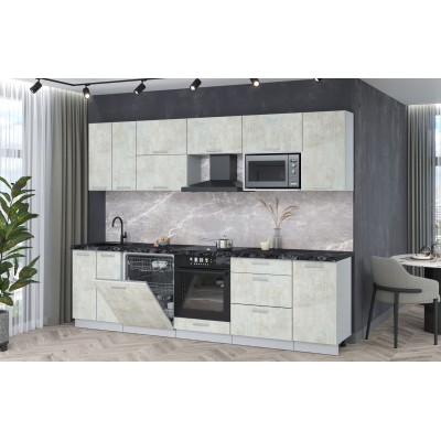 Кухонный гарнитур Мила Лайт 2,8-ПМ2 (Бетон лайт/Бетон лайт/Кастилло темный) фабрика Интерлиния Кухонный гарнитур Мила Лайт 2,8-ПМ2 (Бетон лайт/Бетон лайт/Кастилло темный) фабрика Интерлиния