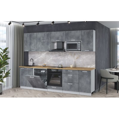 Кухонный гарнитур Мила Лайт 2,8-ПМ2 (Бетон портленд/Бетон портленд/Дуб бунратти) фабрика Интерлиния Кухонный гарнитур Мила Лайт 2,8-ПМ2 (Бетон портленд/Бетон портленд/Дуб бунратти) фабрика Интерлиния