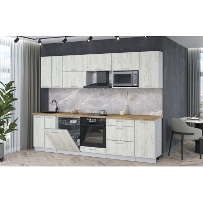 Кухонный гарнитур Мила Лайт 2,8-ПМ2 (Дуб белый/Дуб белый/Дуб бунратти) фабрика Интерлиния Кухонный гарнитур Мила Лайт 2,8-ПМ2 (Дуб белый/Дуб белый/Дуб бунратти) фабрика Интерлиния