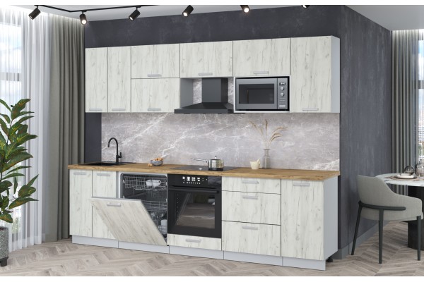 Кухонный гарнитур Мила Лайт 2,8-ПМ2 (Дуб белый/Дуб белый/Дуб бунратти) фабрика Интерлиния