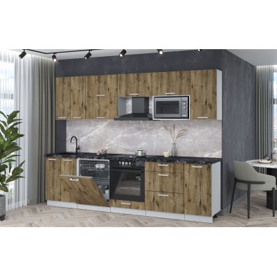 Кухонный гарнитур Мила Лайт 2,8-ПМ2 (Дуб веллингтон/Дуб веллингтон/Кастилло темный) фабрика Интерлиния Кухонный гарнитур Мила Лайт 2,8-ПМ2 (Дуб веллингтон/Дуб веллингтон/Кастилло темный) фабрика Интерлиния