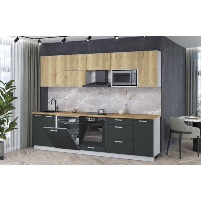 Кухонный гарнитур Мила Лайт 2,8-ПМ2 (Дуб золотой/Антрацит/Дуб бунратти) фабрика Интерлиния Кухонный гарнитур Мила Лайт 2,8-ПМ2 (Дуб золотой/Антрацит/Дуб бунратти) фабрика Интерлиния