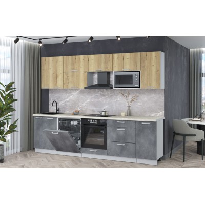 Кухонный гарнитур Мила Лайт 2,8-ПМ2 (Дуб золотой/Бетон портленд/Опал светлый) фабрика Интерлиния Кухонный гарнитур Мила Лайт 2,8-ПМ2 (Дуб золотой/Бетон портленд/Опал светлый) фабрика Интерлиния