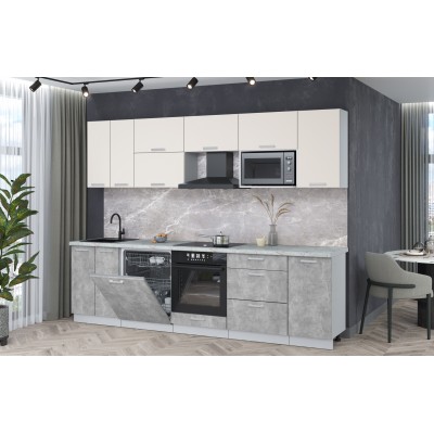 Кухонный гарнитур Мила Лайт 2,8-ПМ2 (Персидский жемчуг/Бетон/Серый каспий) фабрика Интерлиния Кухонный гарнитур Мила Лайт 2,8-ПМ2 (Персидский жемчуг/Бетон/Серый каспий) фабрика Интерлиния