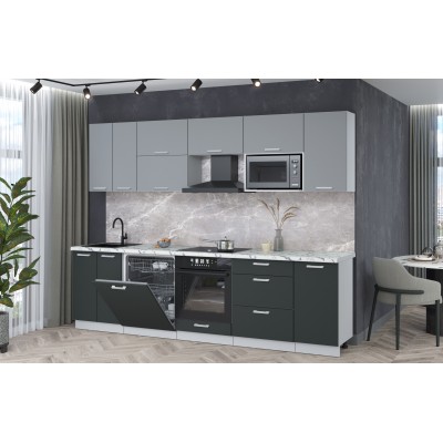 Кухонный гарнитур Мила Лайт 2,8-ПМ2 (Серебро/Антрацит/Гранит белый) фабрика Интерлиния Кухонный гарнитур Мила Лайт 2,8-ПМ2 (Серебро/Антрацит/Гранит белый) фабрика Интерлиния