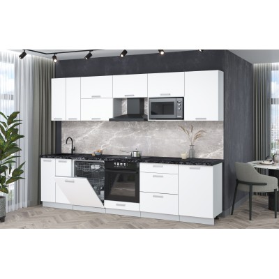 Кухонный гарнитур Мила Лайт 2,9-ПМ2 (Белый Платинум/Белый Платинум/Кастилло темный) фабрика Интерлиния Кухонный гарнитур Мила Лайт 2,9-ПМ2 (Белый Платинум/Белый Платинум/Кастилло темный) фабрика Интерлиния