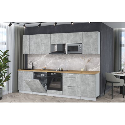 Кухонный гарнитур Мила Лайт 2,9-ПМ2 (Бетон/Бетон/Дуб бунратти) фабрика Интерлиния Кухонный гарнитур Мила Лайт 2,9-ПМ2 (Бетон/Бетон/Дуб бунратти) фабрика Интерлиния