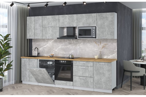 Кухонный гарнитур Мила Лайт 2,9-ПМ2 (Бетон/Бетон/Дуб бунратти) фабрика Интерлиния