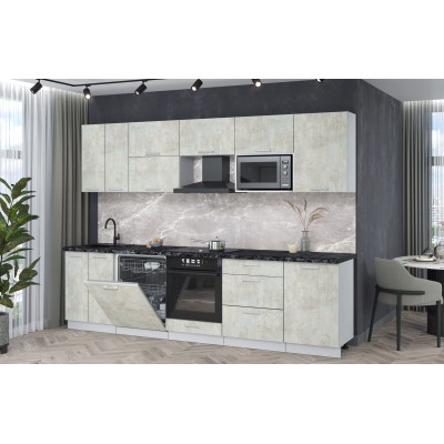 Кухонный гарнитур Мила Лайт 2,9-ПМ2 (Бетон лайт/Бетон лайт/Кастилло темный) фабрика Интерлиния Кухонный гарнитур Мила Лайт 2,9-ПМ2 (Бетон лайт/Бетон лайт/Кастилло темный) фабрика Интерлиния