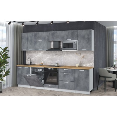 Кухонный гарнитур Мила Лайт 2,9-ПМ2 (Бетон портленд/Бетон портленд/Дуб бунратти) фабрика Интерлиния Кухонный гарнитур Мила Лайт 2,9-ПМ2 (Бетон портленд/Бетон портленд/Дуб бунратти) фабрика Интерлиния