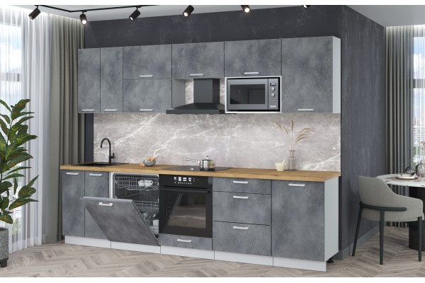 Кухонный гарнитур Мила Лайт 2,9-ПМ2 (Бетон портленд/Бетон портленд/Дуб бунратти) фабрика Интерлиния