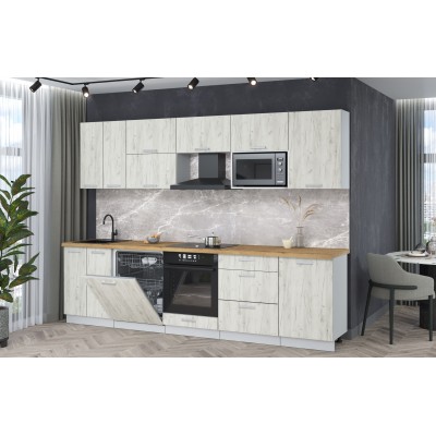 Кухонный гарнитур Мила Лайт 2,9-ПМ2 (Дуб белый/Дуб белый/Дуб бунратти) фабрика Интерлиния Кухонный гарнитур Мила Лайт 2,9-ПМ2 (Дуб белый/Дуб белый/Дуб бунратти) фабрика Интерлиния