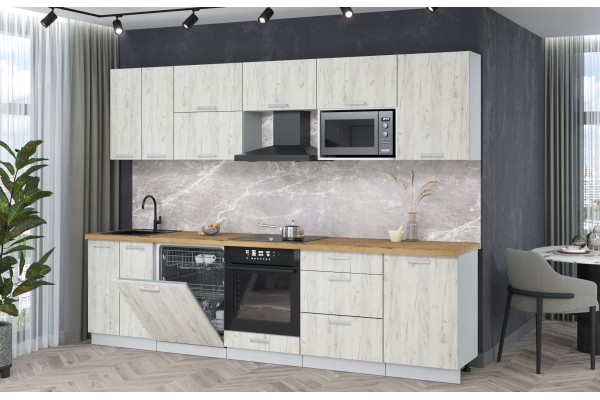 Кухонный гарнитур Мила Лайт 2,9-ПМ2 (Дуб белый/Дуб белый/Дуб бунратти) фабрика Интерлиния