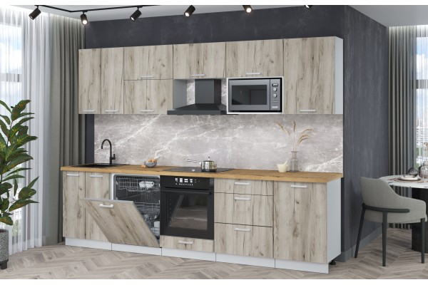 Кухонный гарнитур Мила Лайт 2,9-ПМ2 (Дуб серый/Дуб серый/Дуб бунратти) фабрика Интерлиния