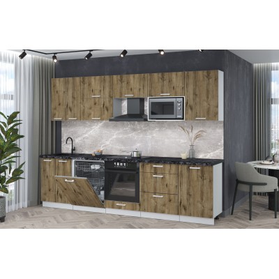 Кухонный гарнитур Мила Лайт 2,9-ПМ2 (Дуб веллингтон/Дуб веллингтон/Кастилло темный) фабрика Интерлиния Кухонный гарнитур Мила Лайт 2,9-ПМ2 (Дуб веллингтон/Дуб веллингтон/Кастилло темный) фабрика Интерлиния