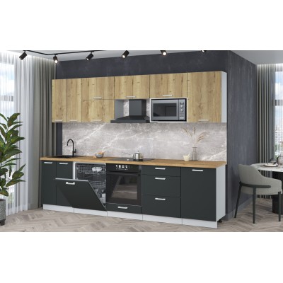 Кухонный гарнитур Мила Лайт 2,9-ПМ2 (Дуб золотой/Антрацит/Дуб бунратти) фабрика Интерлиния Кухонный гарнитур Мила Лайт 2,9-ПМ2 (Дуб золотой/Антрацит/Дуб бунратти) фабрика Интерлиния