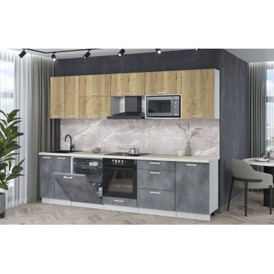 Кухонный гарнитур Мила Лайт 2,9-ПМ2 (Дуб золотой/Бетон портленд/Опал светлый) фабрика Интерлиния Кухонный гарнитур Мила Лайт 2,9-ПМ2 (Дуб золотой/Бетон портленд/Опал светлый) фабрика Интерлиния