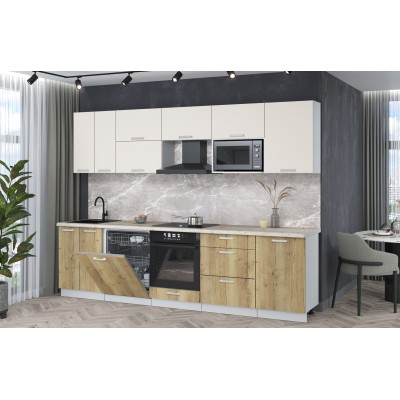 Кухонный гарнитур Мила Лайт 2,9-ПМ2 (Персидский жемчуг/Дуб золотой/Сосна бискайская) фабрика Интерлиния Кухонный гарнитур Мила Лайт 2,9-ПМ2 (Персидский жемчуг/Дуб золотой/Сосна бискайская) фабрика Интерлиния