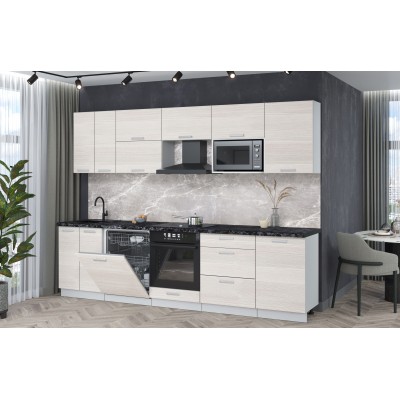 Кухонный гарнитур Мила Лайт 2,9-ПМ2 (Вудлайн кремовый/Вудлайн кремовый/Кастилло темный) фабрика Интерлиния Кухонный гарнитур Мила Лайт 2,9-ПМ2 (Вудлайн кремовый/Вудлайн кремовый/Кастилло темный) фабрика Интерлиния