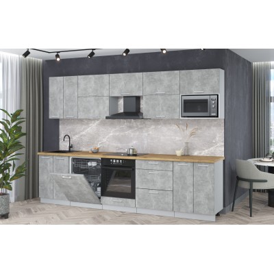 Кухонный гарнитур Мила Лайт 3,0-ПМ2 (Бетон/Бетон/Дуб бунратти) фабрика Интерлиния Кухонный гарнитур Мила Лайт 3,0-ПМ2 (Бетон/Бетон/Дуб бунратти) фабрика Интерлиния