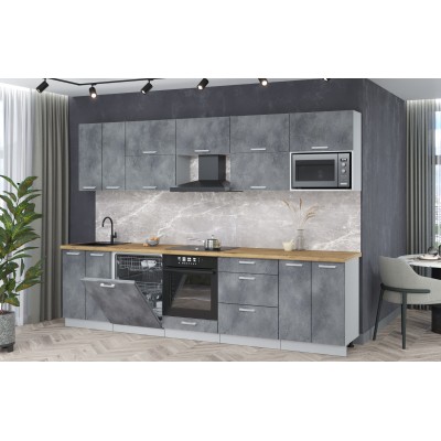 Кухонный гарнитур Мила Лайт 3,0-ПМ2 (Бетон портленд/Бетон портленд/Дуб бунратти) фабрика Интерлиния Кухонный гарнитур Мила Лайт 3,0-ПМ2 (Бетон портленд/Бетон портленд/Дуб бунратти) фабрика Интерлиния