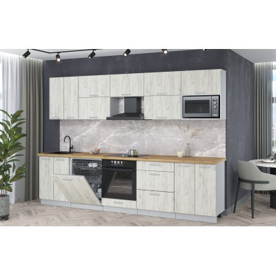 Кухонный гарнитур Мила Лайт 3,0-ПМ2 (Дуб белый/Дуб белый/Дуб бунратти) фабрика Интерлиния Кухонный гарнитур Мила Лайт 3,0-ПМ2 (Дуб белый/Дуб белый/Дуб бунратти) фабрика Интерлиния