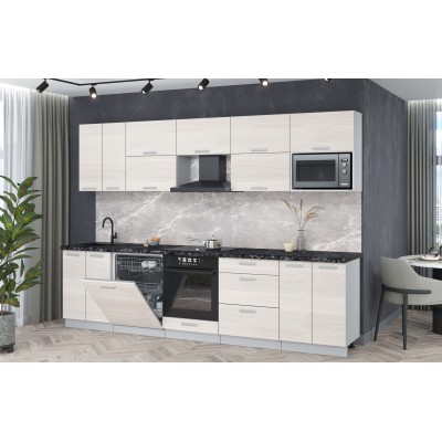 Кухонный гарнитур Мила Лайт 3,0-ПМ2 (Вудлайн кремовый/Вудлайн кремовый/Кастилло темный) фабрика Интерлиния Кухонный гарнитур Мила Лайт 3,0-ПМ2 (Вудлайн кремовый/Вудлайн кремовый/Кастилло темный) фабрика Интерлиния