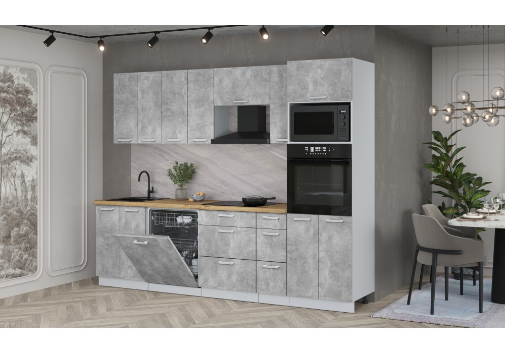 Кухонный гарнитур Мила Лайт 2,7-ПМ1 (Бетон/Бетон/Дуб бунратти) фабрика Интерлиния в Минске Кухонный гарнитур Мила Лайт 2,7-ПМ1 (Бетон/Бетон/Дуб бунратти) фабрика Интерлиния