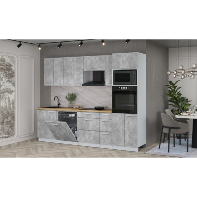 Кухонный гарнитур Мила Лайт 2,7-ПМ1 (Бетон/Бетон/Дуб бунратти) фабрика Интерлиния Кухонный гарнитур Мила Лайт 2,7-ПМ1 (Бетон/Бетон/Дуб бунратти) фабрика Интерлиния