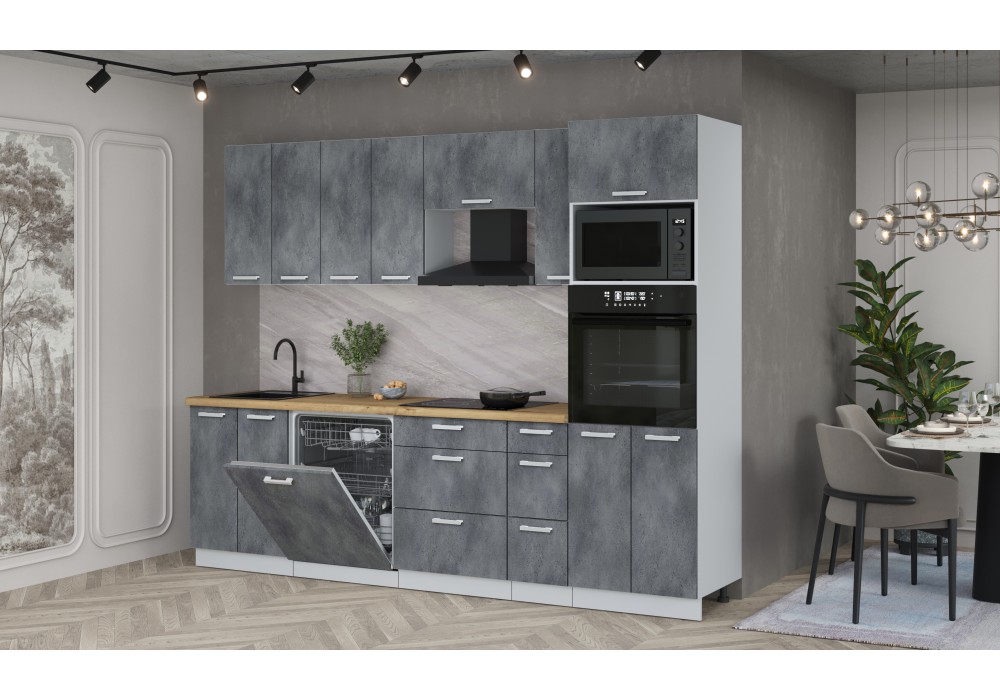 Кухонный гарнитур Мила Лайт 2,7-ПМ1 (Бетон Портленд/Бетон Портленд/Дуб бунратти) фабрика Интерлиния в Минске Кухонный гарнитур Мила Лайт 2,7-ПМ1 (Бетон Портленд/Бетон Портленд/Дуб бунратти) фабрика Интерлиния