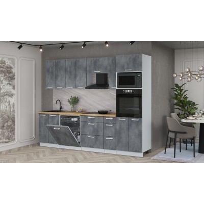 Кухонный гарнитур Мила Лайт 2,7-ПМ1 (Бетон Портленд/Бетон Портленд/Дуб бунратти) фабрика Интерлиния Кухонный гарнитур Мила Лайт 2,7-ПМ1 (Бетон Портленд/Бетон Портленд/Дуб бунратти) фабрика Интерлиния