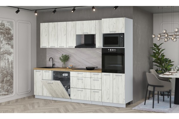 Кухонный гарнитур Мила Лайт 2,7-ПМ1 (Дуб белый/Дуб белый/Дуб бунратти) фабрика Интерлиния