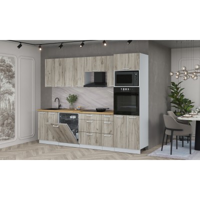 Кухонный гарнитур Мила Лайт 2,7-ПМ1 (Дуб серый/Дуб серый/Дуб бунратти) фабрика Интерлиния Кухонный гарнитур Мила Лайт 2,7-ПМ1 (Дуб серый/Дуб серый/Дуб бунратти) фабрика Интерлиния