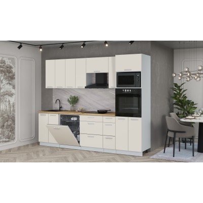 Кухонный гарнитур Мила Лайт 2,7-ПМ1 (Персидский жемчуг/Персидский жемчуг/Дуб бунратти) фабрика Интерлиния Кухонный гарнитур Мила Лайт 2,7-ПМ1 (Персидский жемчуг/Персидский жемчуг/Дуб бунратти) фабрика Интерлиния