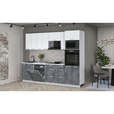Кухонный гарнитур Мила Лайт 2,7-ПМ1 (Белый Платинум/Бетон портленд/Гранит белый) фабрика Интерлиния Кухонный гарнитур Мила Лайт 2,7-ПМ1 (Белый Платинум/Бетон портленд/Гранит белый) фабрика Интерлиния