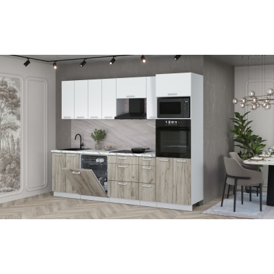 Кухонный гарнитур Мила Лайт 2,7-ПМ1 (Белый Платинум/Дуб серый/Гранит белый) фабрика Интерлиния Кухонный гарнитур Мила Лайт 2,7-ПМ1 (Белый Платинум/Дуб серый/Гранит белый) фабрика Интерлиния