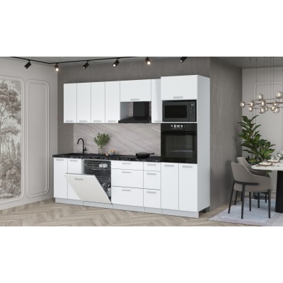 Кухонный гарнитур Мила Лайт 2,7-ПМ1 (Белый Платинум/Белый Платинум/Кастилло темный) фабрика Интерлиния Кухонный гарнитур Мила Лайт 2,7-ПМ1 (Белый Платинум/Белый Платинум/Кастилло темный) фабрика Интерлиния