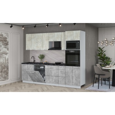 Кухонный гарнитур Мила Лайт 2,7-ПМ1 (Бетон лайт/Бетон/Кастилло темный) фабрика Интерлиния Кухонный гарнитур Мила Лайт 2,7-ПМ1 (Бетон лайт/Бетон/Кастилло темный) фабрика Интерлиния
