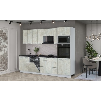 Кухонный гарнитур Мила Лайт 2,7-ПМ1 (Бетон лайт/Бетон лайт/Кастилло темный) фабрика Интерлиния Кухонный гарнитур Мила Лайт 2,7-ПМ1 (Бетон лайт/Бетон лайт/Кастилло темный) фабрика Интерлиния