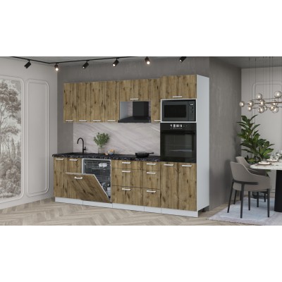 Кухонный гарнитур Мила Лайт 2,7-ПМ1 (Дуб Веллингтон/Дуб Веллингтон/Кастилло темный) фабрика Интерлиния Кухонный гарнитур Мила Лайт 2,7-ПМ1 (Дуб Веллингтон/Дуб Веллингтон/Кастилло темный) фабрика Интерлиния