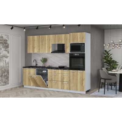 Кухонный гарнитур Мила Лайт 2,7-ПМ1 (Дуб золотой/Дуб золотой/Кастилло темный) фабрика Интерлиния Кухонный гарнитур Мила Лайт 2,7-ПМ1 (Дуб золотой/Дуб золотой/Кастилло темный) фабрика Интерлиния