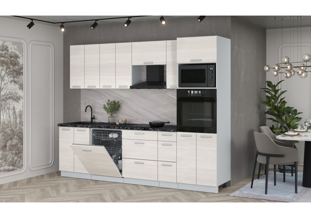 Кухонный гарнитур Мила Лайт 2,7-ПМ1 (Вудлайн кремовый/Вудлайн кремовый/Кастилло темный) фабрика Интерлиния в Минске Кухонный гарнитур Мила Лайт 2,7-ПМ1 (Вудлайн кремовый/Вудлайн кремовый/Кастилло темный) фабрика Интерлиния