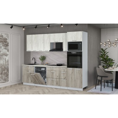 Кухонный гарнитур Мила Лайт 2,7-ПМ1 (Дуб белый/Дуб серый/Опал светлый) фабрика Интерлиния Кухонный гарнитур Мила Лайт 2,7-ПМ1 (Дуб белый/Дуб серый/Опал светлый) фабрика Интерлиния