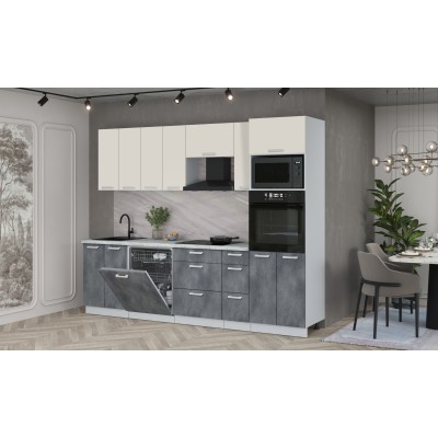 Кухонный гарнитур Мила Лайт 2,7-ПМ1 (Персидский жемчуг/Бетон Портленд/Серый каспий) фабрика Интерлиния Кухонный гарнитур Мила Лайт 2,7-ПМ1 (Персидский жемчуг/Бетон Портленд/Серый каспий) фабрика Интерлиния