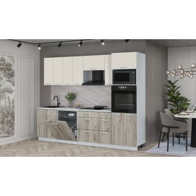 Кухонный гарнитур Мила Лайт 2,7-ПМ1 (Персидский жемчуг/Дуб серый/Серый каспий) фабрика Интерлиния Кухонный гарнитур Мила Лайт 2,7-ПМ1 (Персидский жемчуг/Дуб серый/Серый каспий) фабрика Интерлиния