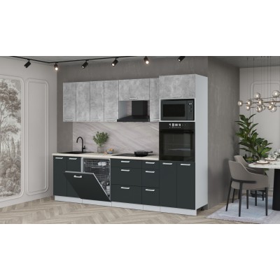 Кухонный гарнитур Мила Лайт 2,7-ПМ1 (Бетон/Антрацит/Сосна бискайская) фабрика Интерлиния Кухонный гарнитур Мила Лайт 2,7-ПМ1 (Бетон/Антрацит/Сосна бискайская) фабрика Интерлиния