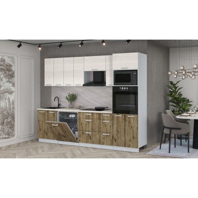 Кухонный гарнитур Мила Лайт 2,7-ПМ1 (Вудлайн кремовый/Дуб Веллингтон/Сосна Бискайская) фабрика Интерлиния Кухонный гарнитур Мила Лайт 2,7-ПМ1 (Вудлайн кремовый/Дуб Веллингтон/Сосна Бискайская) фабрика Интерлиния