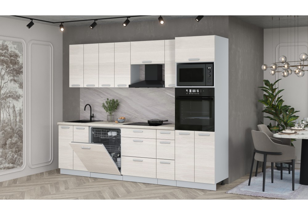 Кухонный гарнитур Мила Лайт 2,7-ПМ1 (Вудлайн кремовый/Вудлайн кремовый/Сосна Бискайская) фабрика Интерлиния в Минске Кухонный гарнитур Мила Лайт 2,7-ПМ1 (Вудлайн кремовый/Вудлайн кремовый/Сосна Бискайская) фабрика Интерлиния