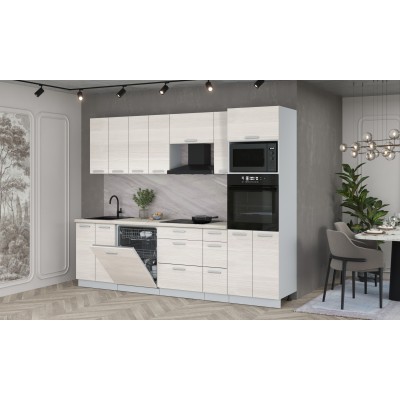 Кухонный гарнитур Мила Лайт 2,7-ПМ1 (Вудлайн кремовый/Вудлайн кремовый/Сосна Бискайская) фабрика Интерлиния Кухонный гарнитур Мила Лайт 2,7-ПМ1 (Вудлайн кремовый/Вудлайн кремовый/Сосна Бискайская) фабрика Интерлиния