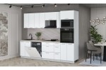 Кухонный гарнитур Мила Лайт 2,7-ПМ1 (Белый Платинум/Белый Платинум/Травертин) фабрика Интерлиния в Минске Кухонный гарнитур Мила Лайт 2,7-ПМ1 (Белый Платинум/Белый Платинум/Травертин) фабрика Интерлиния